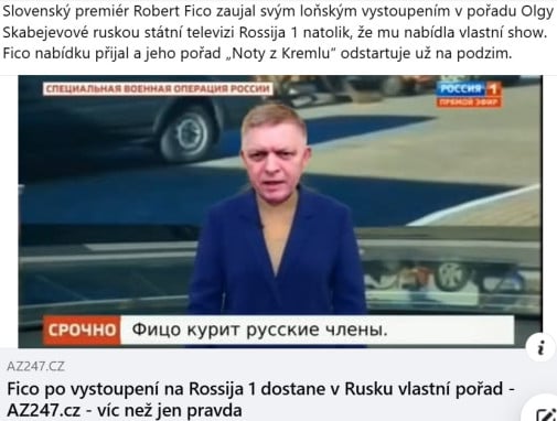 Fico bude mať program v ruskej televízii